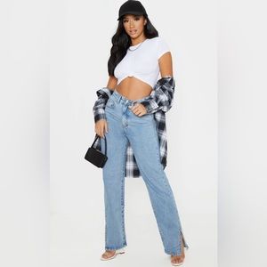 PrettyLittleThing Light Blue Straight Leg Jeans